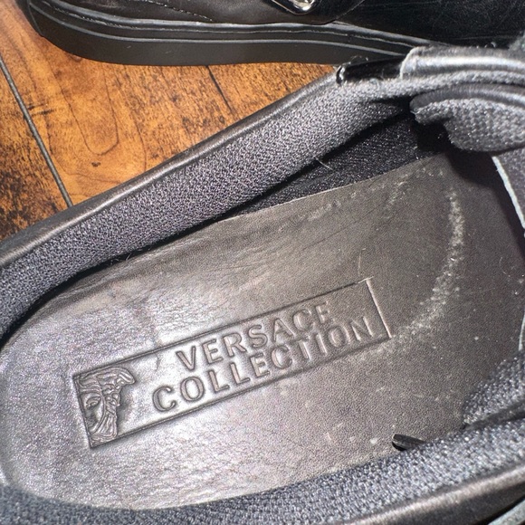 Versace Collection Men’s black Leather sneakers US 10 - Picture 3 of 6
